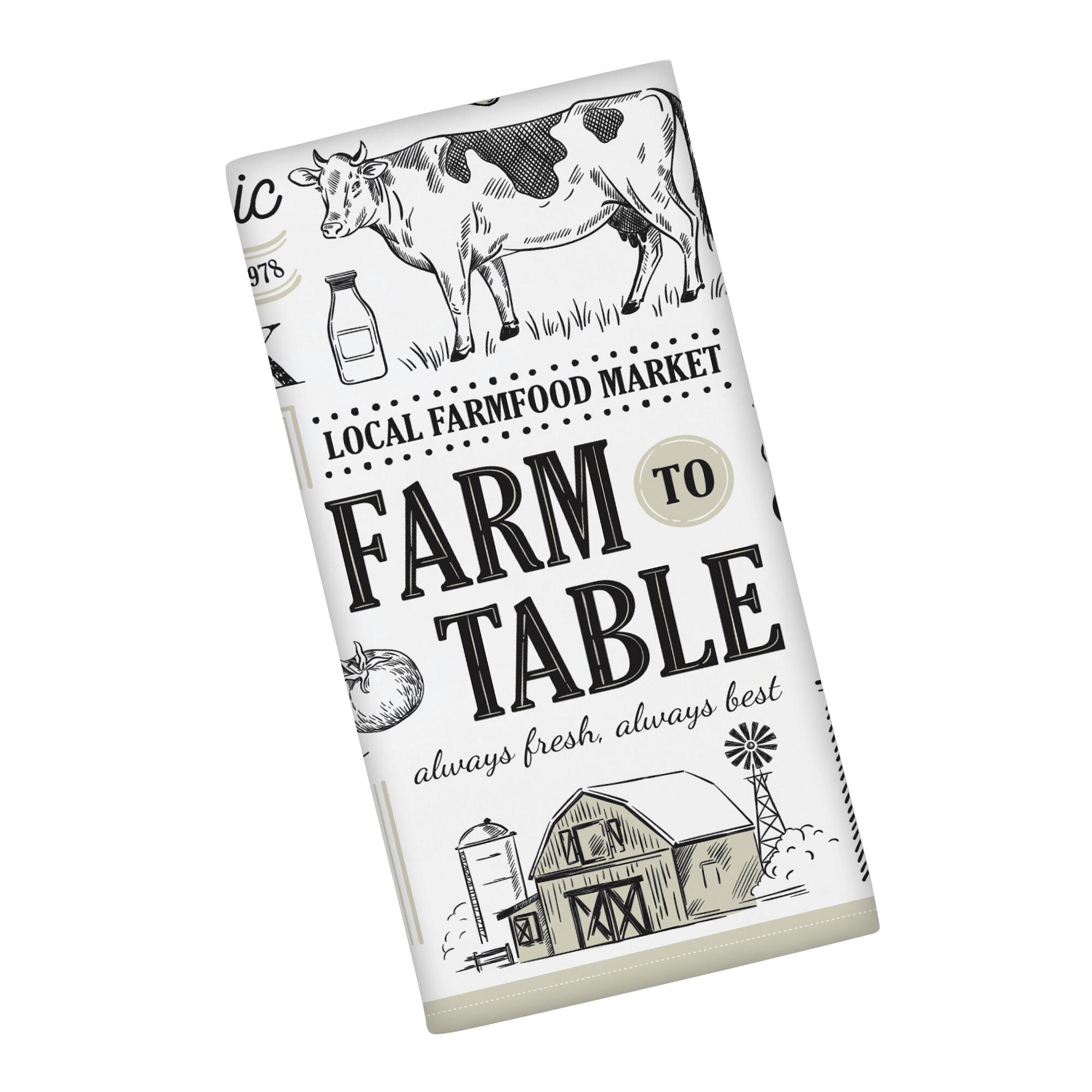 Farm to Table Kitchen Towels Set of 2: White - Cotton by World Market
