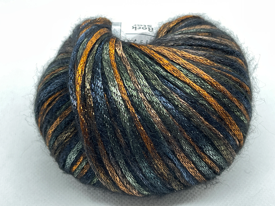 Rock Star Navy Blue, Dark Green, Copper Metallic Sheen, Soft Nylon, Merino Wool, Acrylic Blend Yarn, 50 Gram 125 Yards, #75016 Ice Yarns
