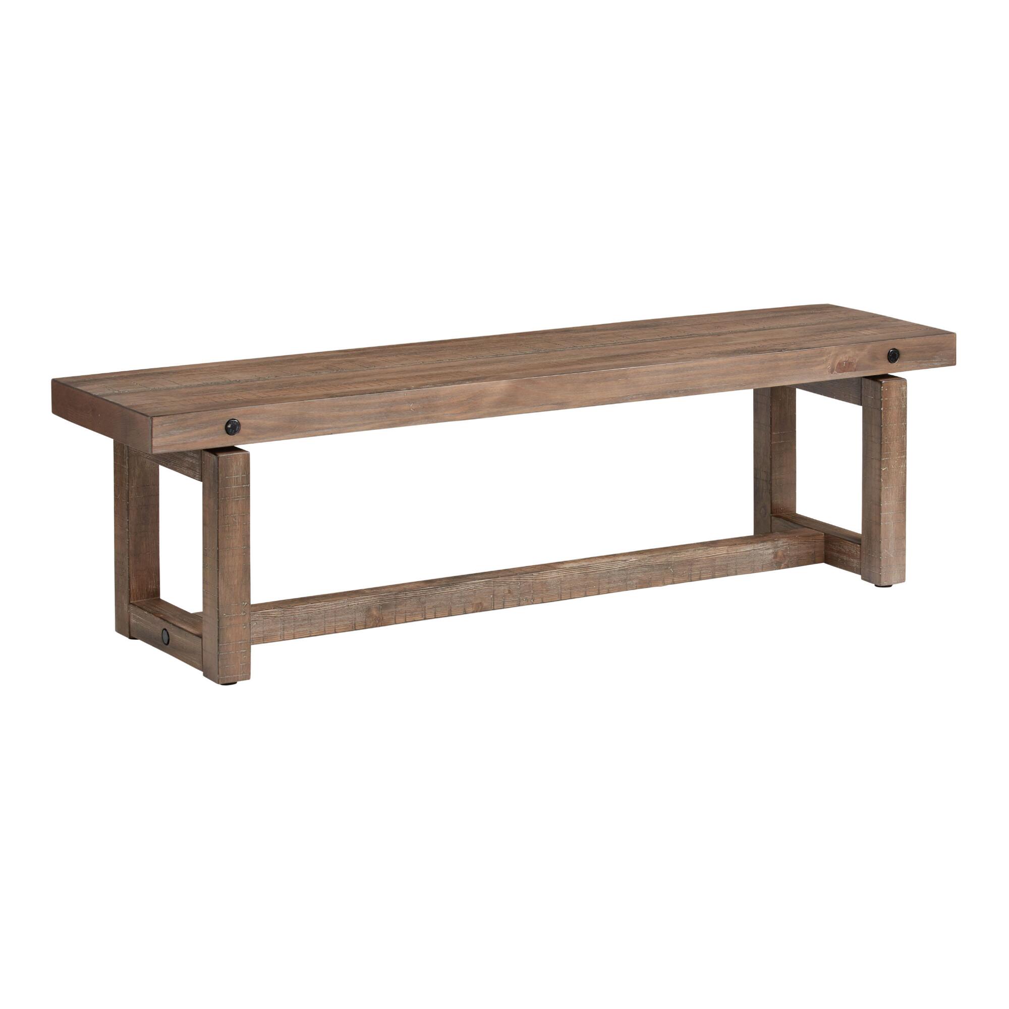Light Brown Rustic Ainsley Dining Bench: Brown/Wood - Metal by World Market