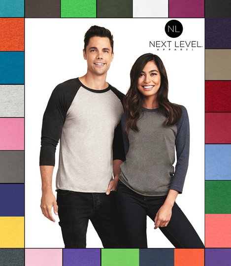 Custom Next Level - Unisex Tri-Blend Three-Quarter Sleeve Baseball Raglan Tee 6051