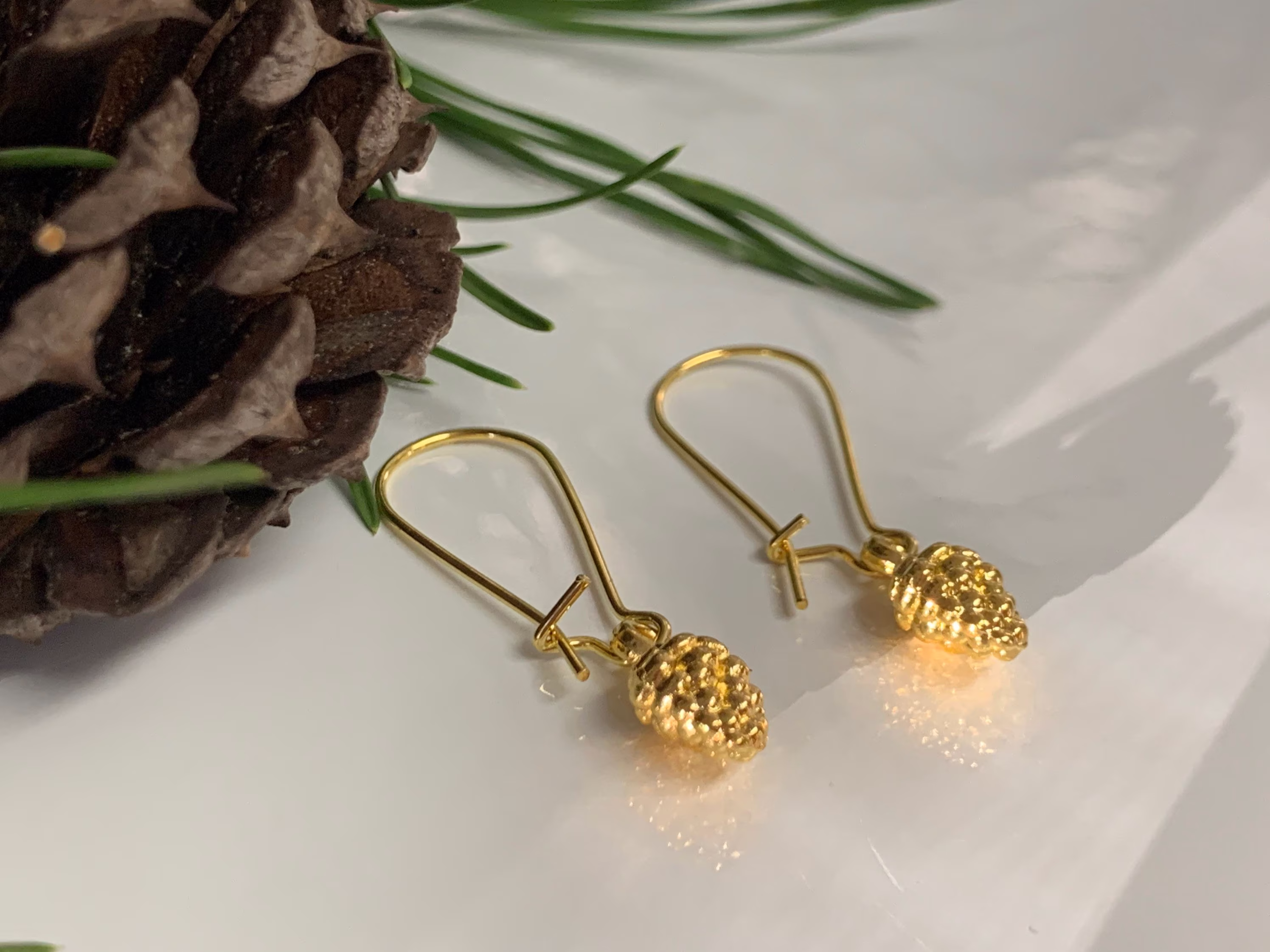 Mini Gold Pinecone Earrings