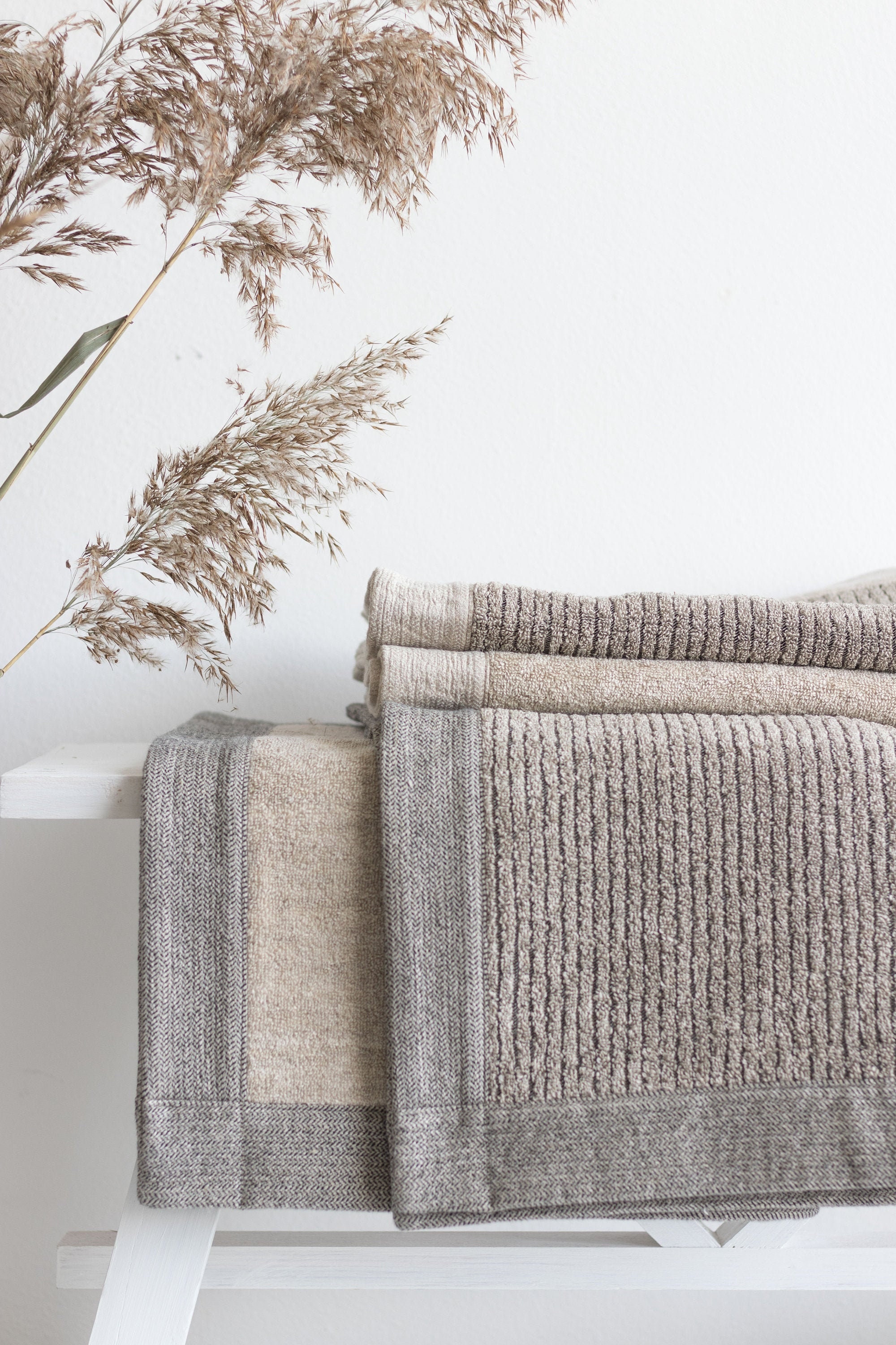 Bathroom Mat Made Of Linen Cotton Blend Fabric, Terry Bath Mat, Floor Dcor, Farmhouse Organic Rug
