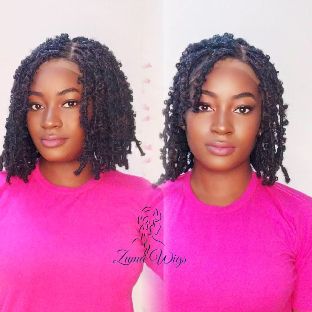 Butterfly Braided Locs Wig, Faux Distressed Locs, Short Lace Front 360 Full Wig For Black Women, Goddess Crochet Locs