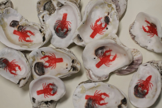 Shorely Yours Keepsakes, Oysters, Hand Crafted, Seafood Decor, Restaurant Real Seashells, Decoupaged, Unique Ss-135