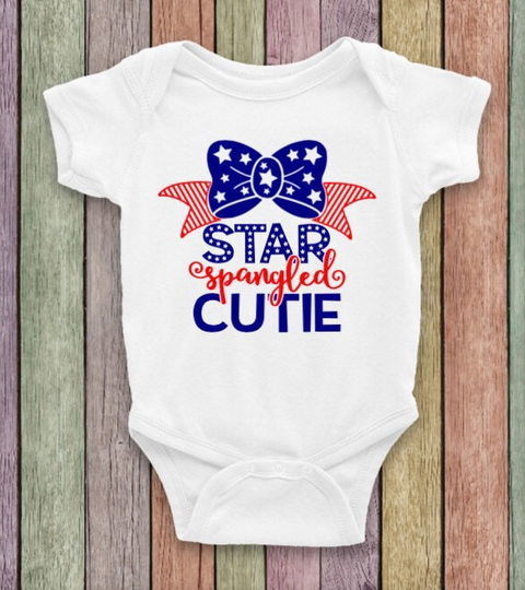 star Spangled Cutie Baby, Baby Bodysuit, Gift, 4Th Of July Memorial Day, Patriotic, Fivesies Designs