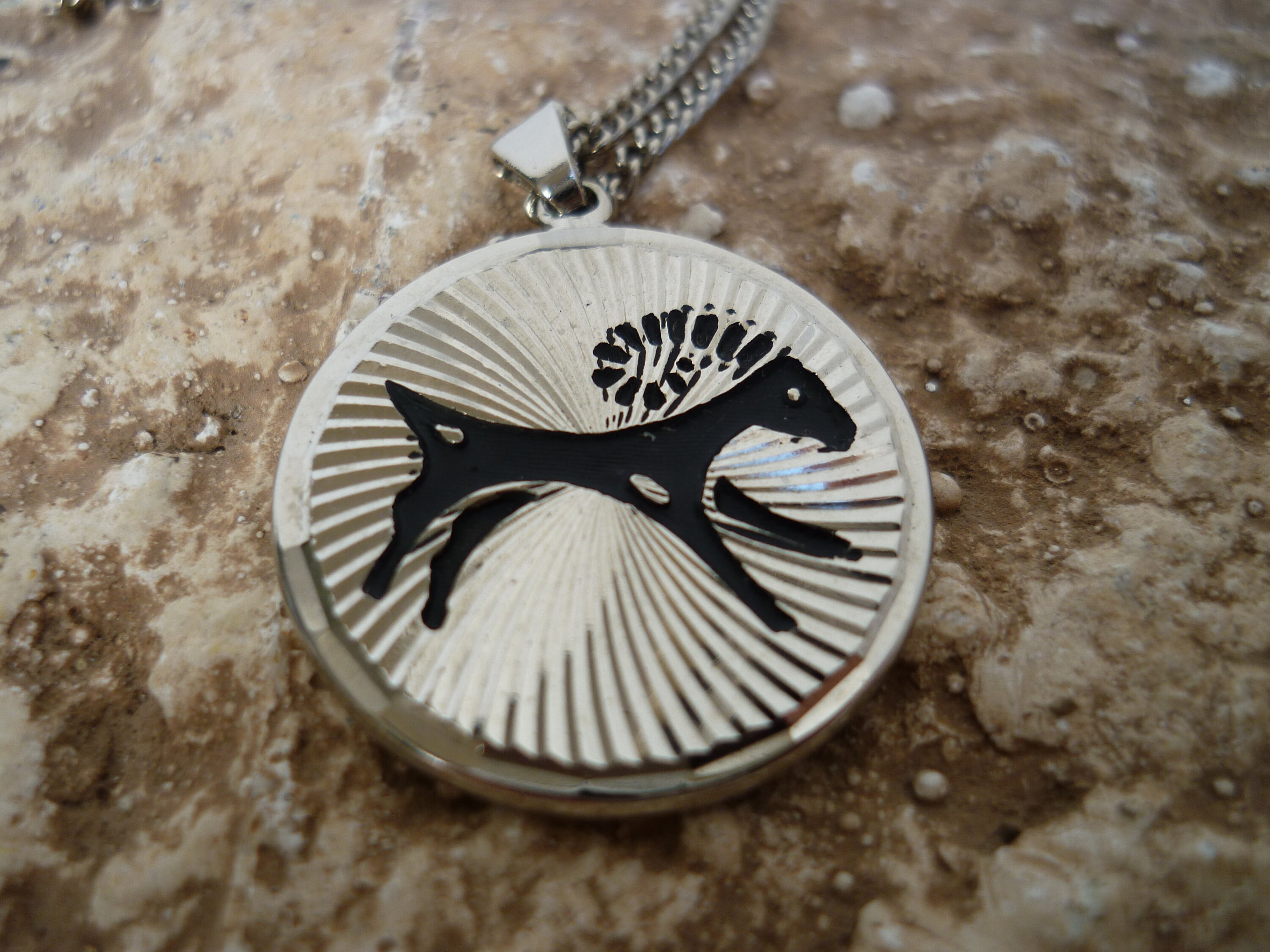 Vintage Aries, Star Sign, Zodiac Pendant, Medallion, Mythological Ram, Fire Horoscope, Silver Plated ? Coin Necklace, Bevelled Edges On 23'' Chain