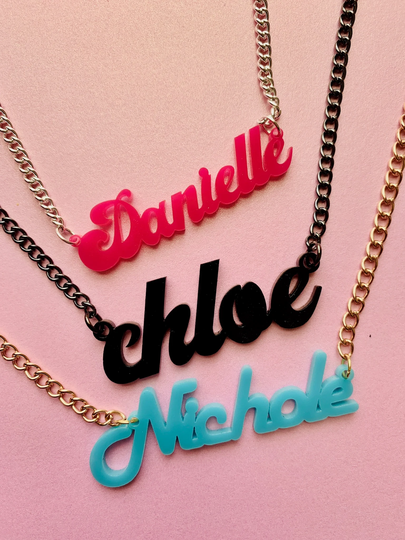 Acrylic Name Necklace | Personalized Jewelry Curb Link 16" Chain Gift For Mom Fast Shipping