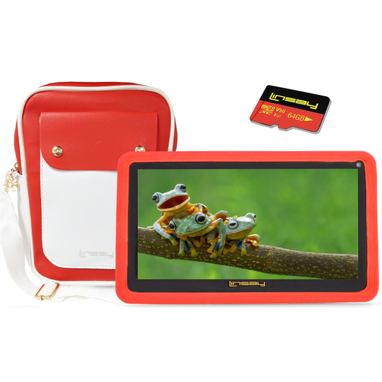 LINSAY LINSAY 7" Kids tablets 2GB RAM 32GB Android 10 WiFi Tablet for kids, Camera, Apps, Games, Learning Tab for Children with Red Kid-proof