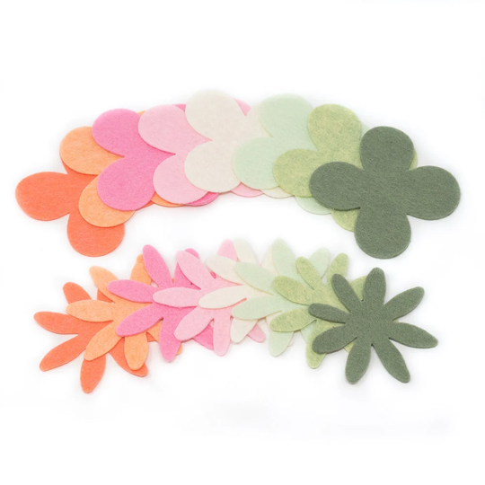 36 Julia Wool Blend Felt Die Cut Applique Flowers - Sorbet Colors