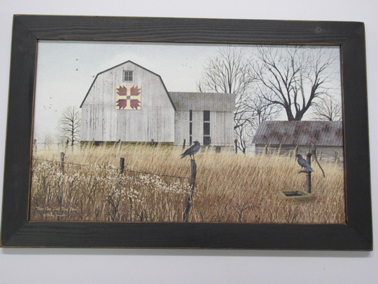 Barn Quilt, Bear Paws Quilt Block Barn, Billy Jacobs, Handmade Frame, Distressed Frame, Barn, Crows, Fall Print, 20 1/2"W X 141/2"H