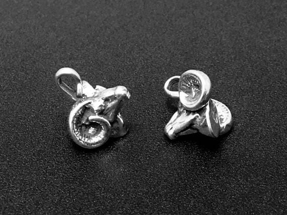 Ram Head Charm Sterling Silver 15mm, Silver Charms, Charms, Capricorn Mascot Charms - Sp159