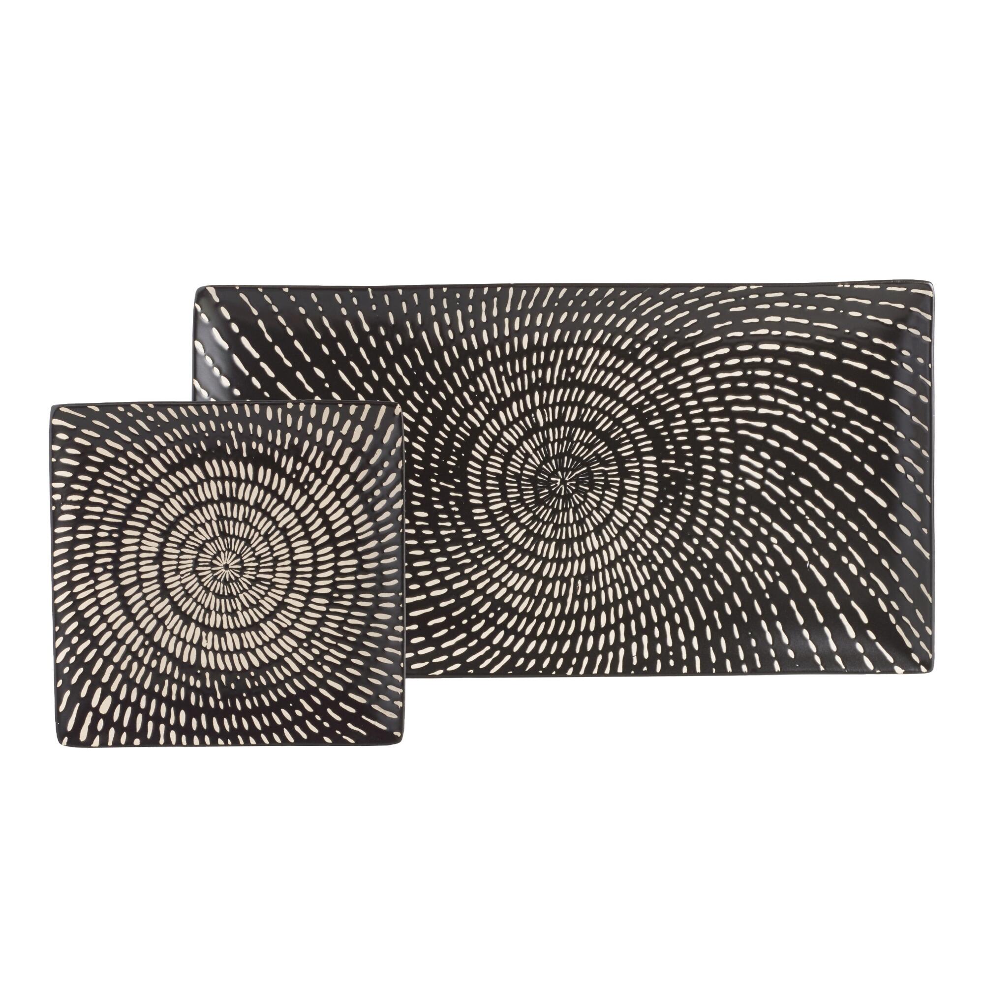Black And White Swirl Trilogy Serveware Collection by World Market