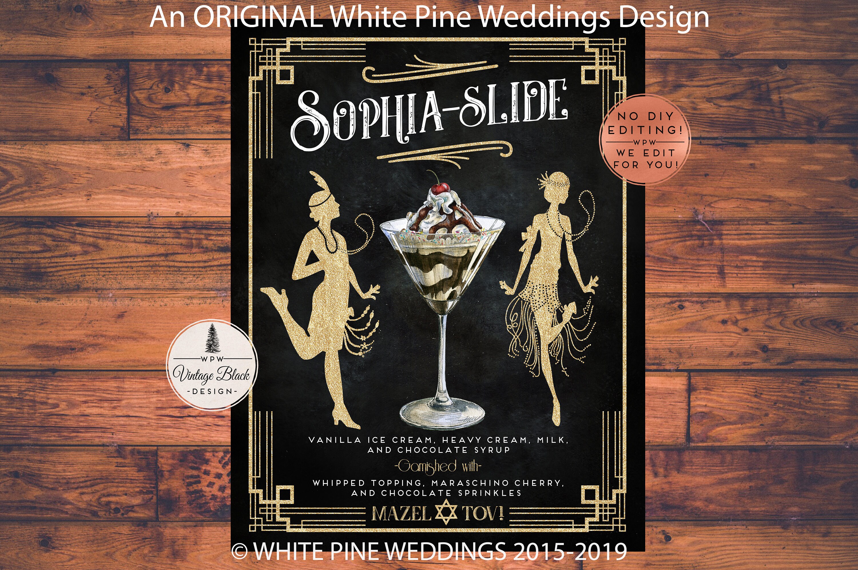 Bat Mitzvah Art Deco Sign, Mazel Tov, Mitzvah, Great Gatsby Hollywood Mocktail Birthday