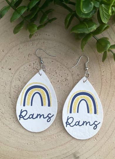 Rams Customizable Colors Spirit Rainbow Earrings, Team Rams Earrings