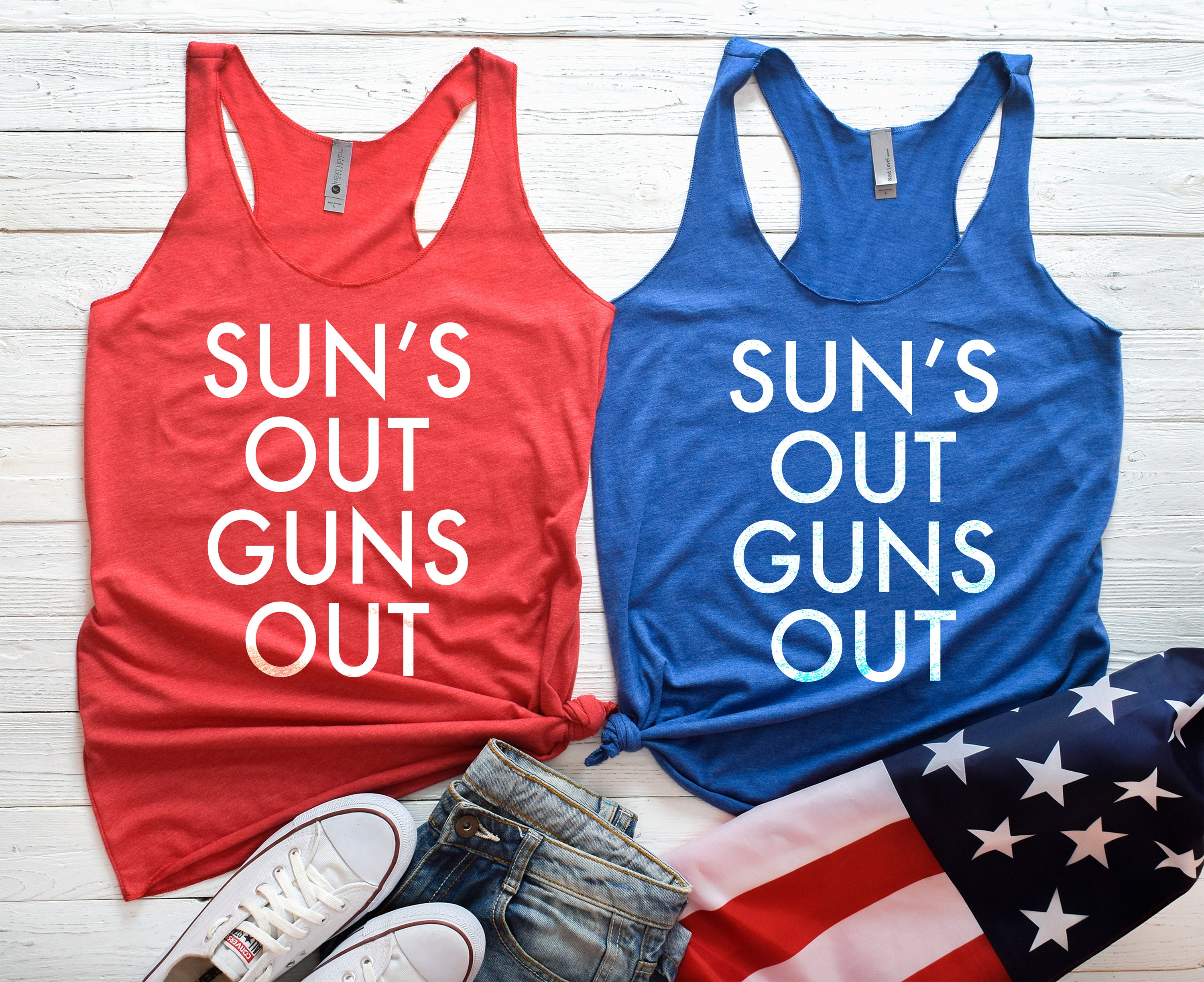 Fourth Of July Beach Drinking Suns Out Guns Womens Tank Top