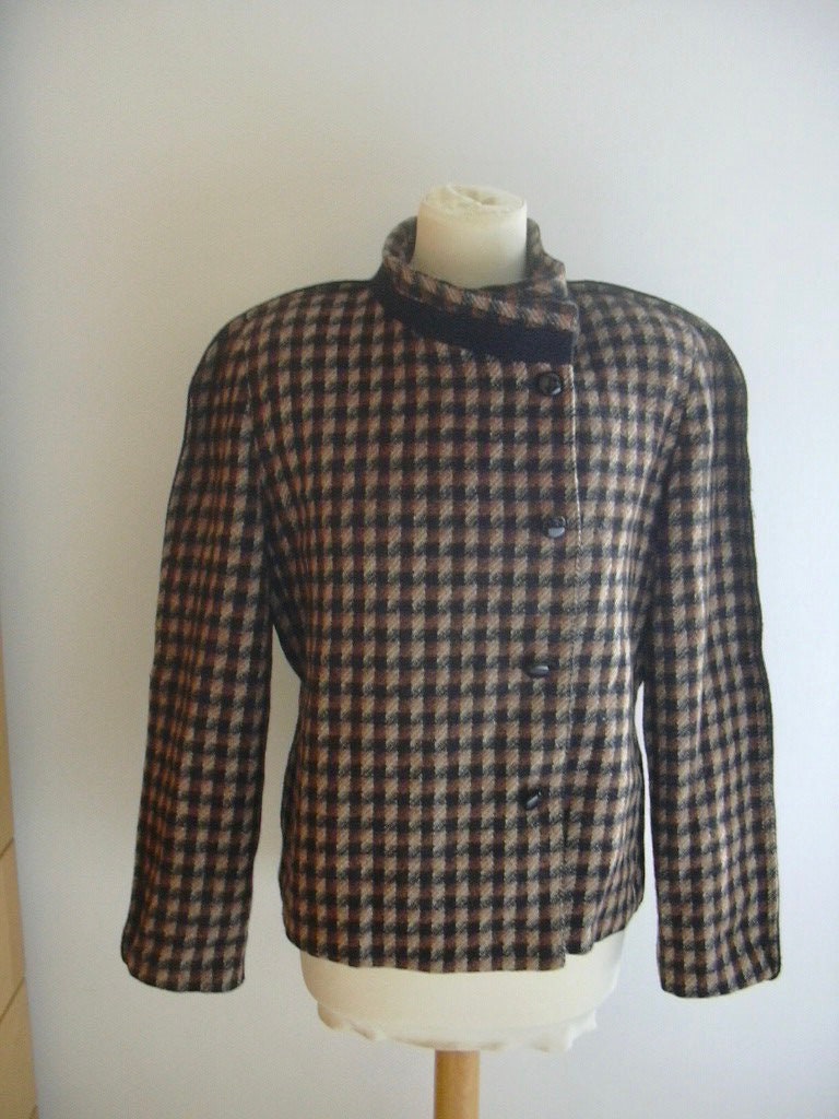 Vintage Check Italian Wool Mohair Blend Blazer Jacket Us 16 Xl I 48