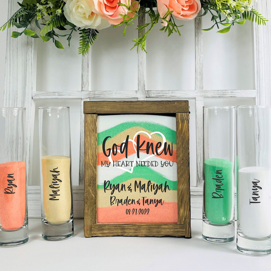 Blended Family Unity Sand Ceremony Set For Wedding, Rustic Shadow Box Kit, Candle Alternative, Barn, Outdoor Or Church Wedding