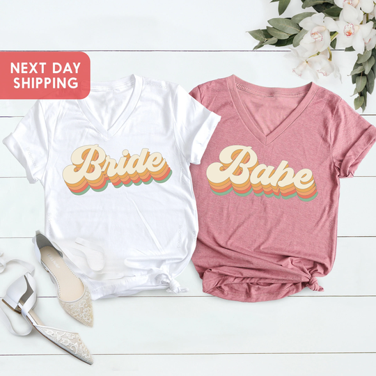Retro Bride Shirt, Vintage Babe Bridal Party Bachelorette Shirts, Bridesmaid Engagement Shirt