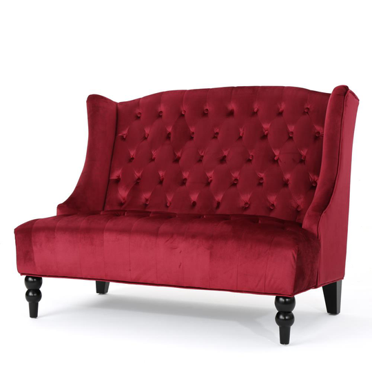 Best Selling Home Decor Leora Modern Wine and Dark Brown Polyester/Blend Loveseat in Red | 301396