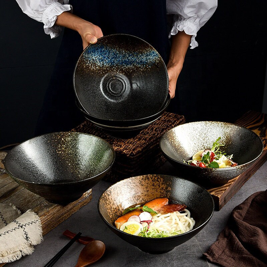 Ramen Bowl Stone Grain Ceramic| Handmade | Gift 7x7x2.75