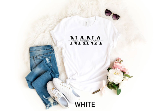 Nana Shirt, Personalized Nana T-Shirt, Grandma-Life Custom V-Neck, Mother's Day Grandma Shirt With Grandkids Names, Tee