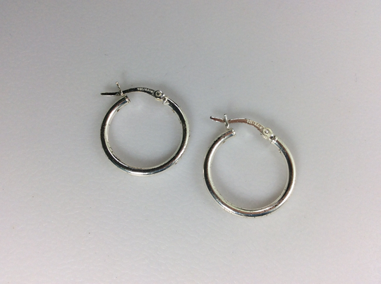 Vintage Earrings Sterling Silver 925 Plain Hoop Used