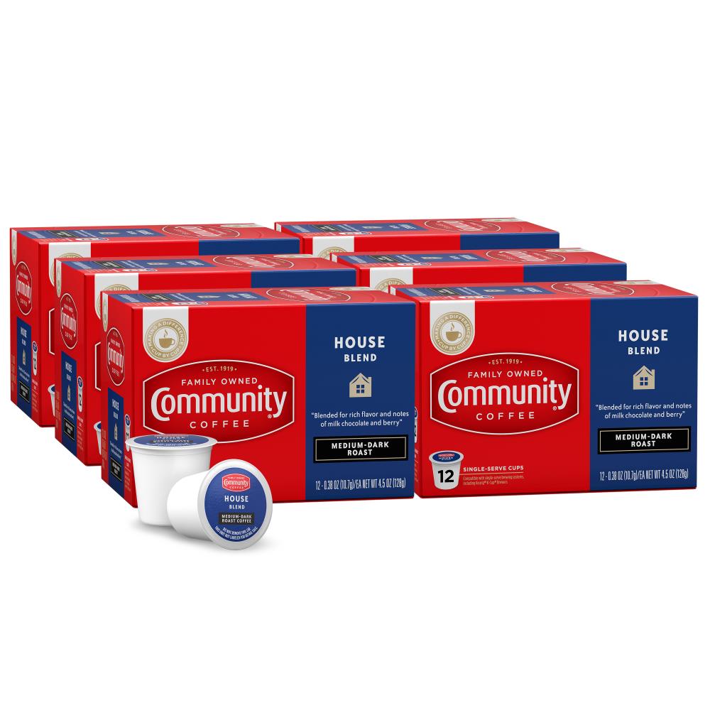 Community Coffee Community Coffee House Blend Medium-Dark Roast Single Serve Cups, 72 Count | 16298-6