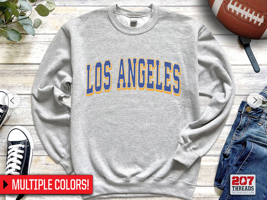 Retro Vintage La Los Angeles Sweatshirt, Distressed Football Basketball Crewneck Sunday Funday Gameday Tailgater Sports Fan Gift