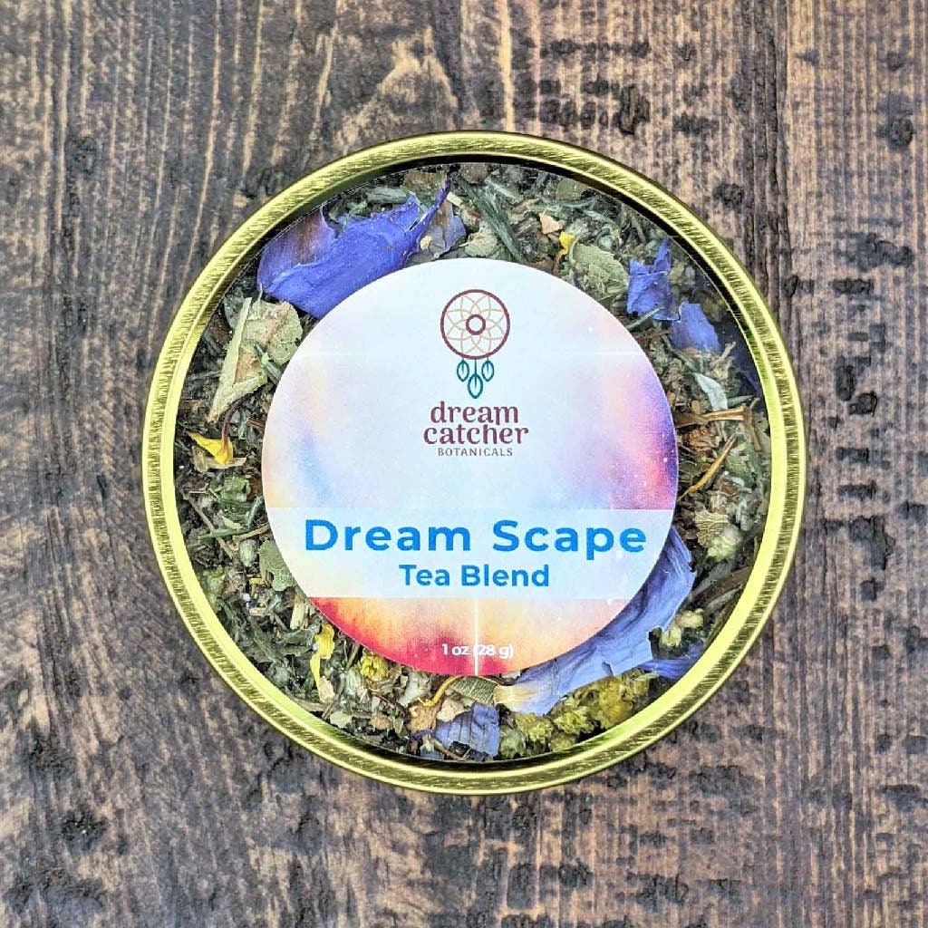 Dreamscape Tea Blend 1 Oz Lucid Dreaming Dream Clarity/Vividness Recall Deep Sleep Relaxation | Wild-Crafted Organic Gold Tin