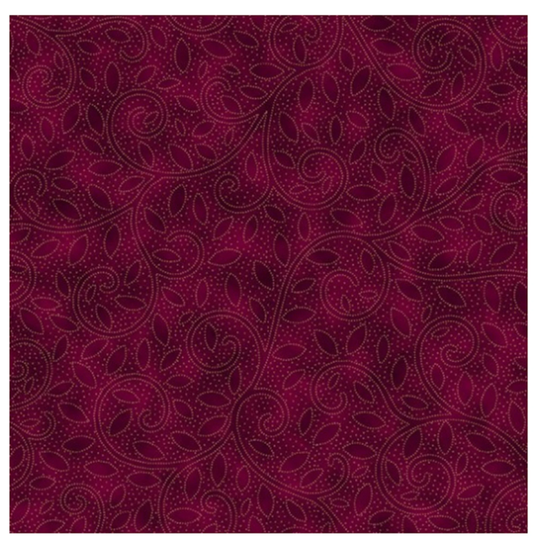 Fall For Autumn Mulberry/Gold Scrolls & Leaves U4989H-428G - Hoffman, Gold Metallic Vines On Purple Fabric, Autumn Blender Fabric