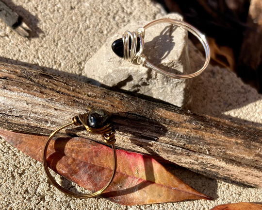 Black Tourmaline Ring Custom Handmade With Real Natural Gemstone Crystals & Tarnish Resistant, Copper Core Wire