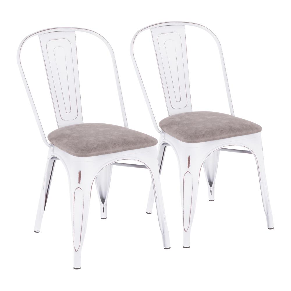 LumiSource Set of 2 Oregon Polyester/Polyester Blend Upholstered Dining Side Chair (Metal Frame) in Gray | DC-ORUP VW+GY2