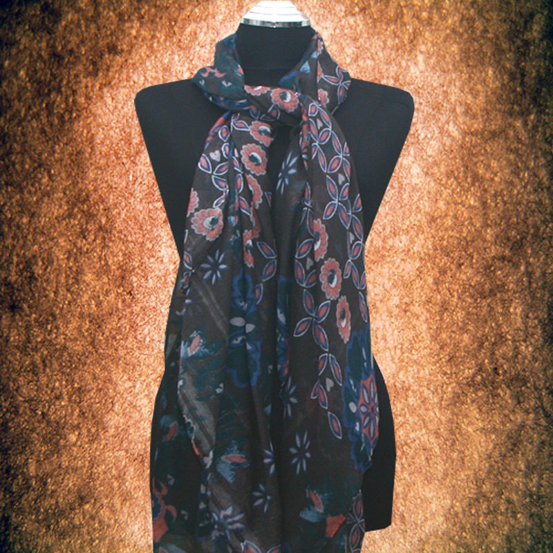 Vintage 80's Geometric Cotton Blend Scarf Muffler Free Size