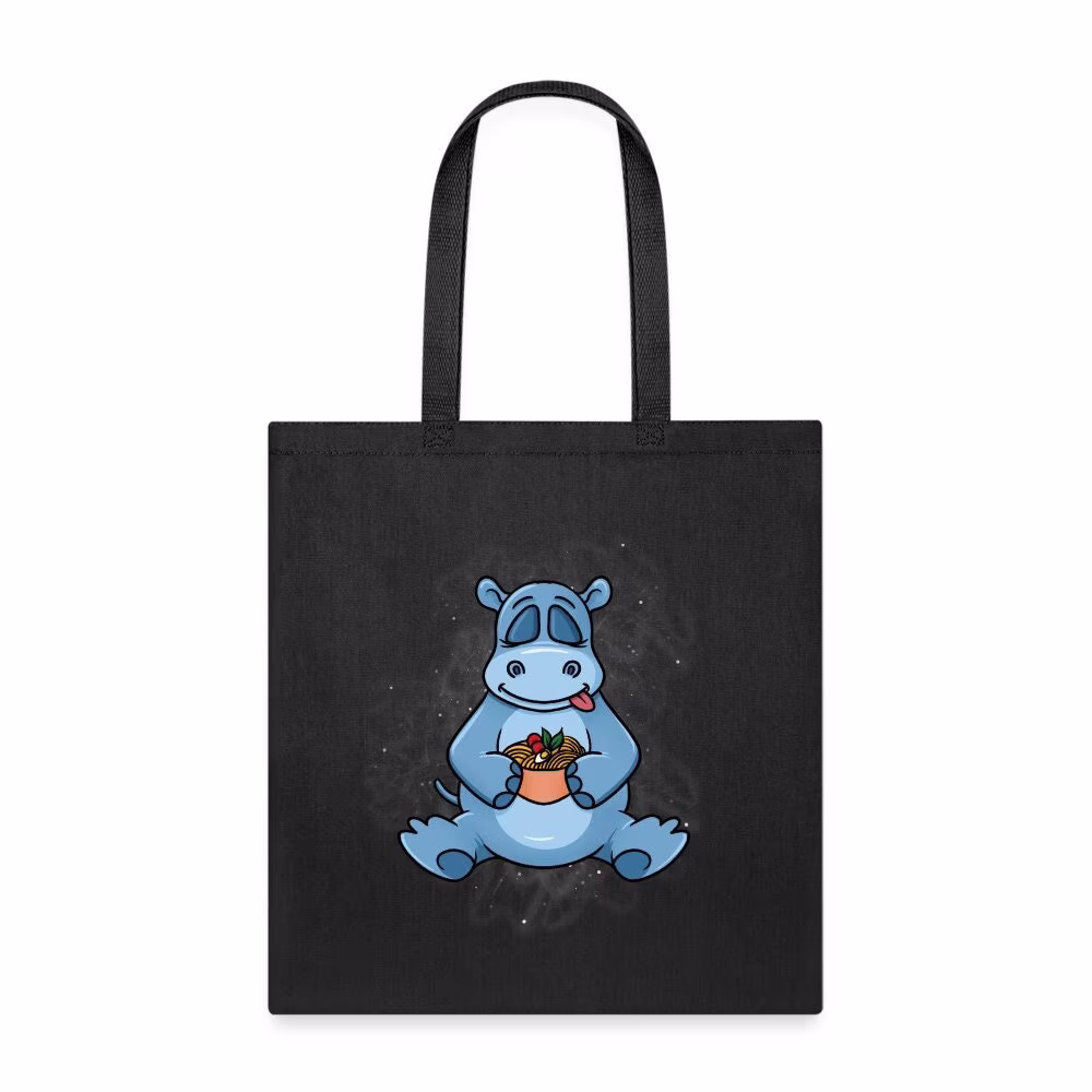 Hippopotamus Eating Ramen Tote Bag, Lover Bag Gift, Co Worker Office Gifts, Hippo Gifts