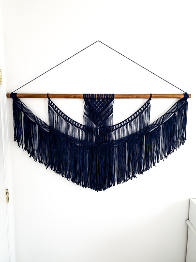 x Large Macrame Wall Hanging, Art, Woven Boho Decor, Tapestry, Navy, Wedding Backdrop, Free Shipping