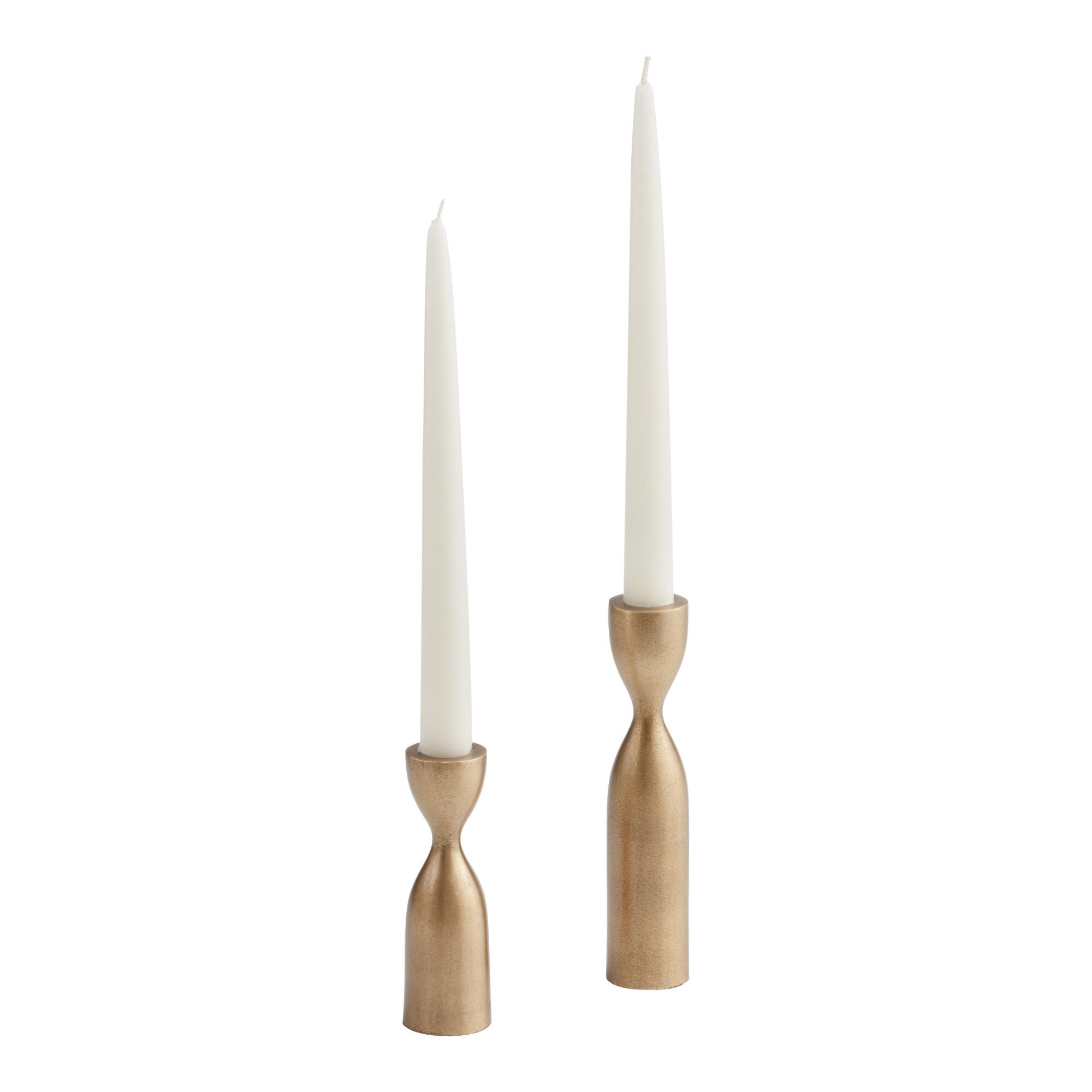 Antique Brass Luka Taper Candle Holder: Gold - Metal by World Market