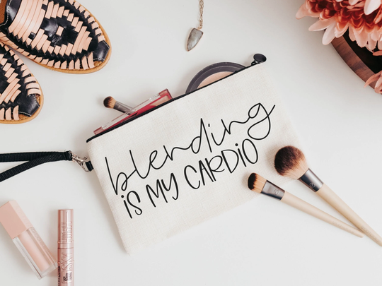 Blending Is My Cardio Funny Makeup Bag For Women, Artist Gift, Beauty Gift Box Fillers, Cosmetic Purse, Teenage Girl Gifts