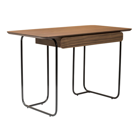 Walnut Wood and Black Metal Levante Desk: Brown by World Market