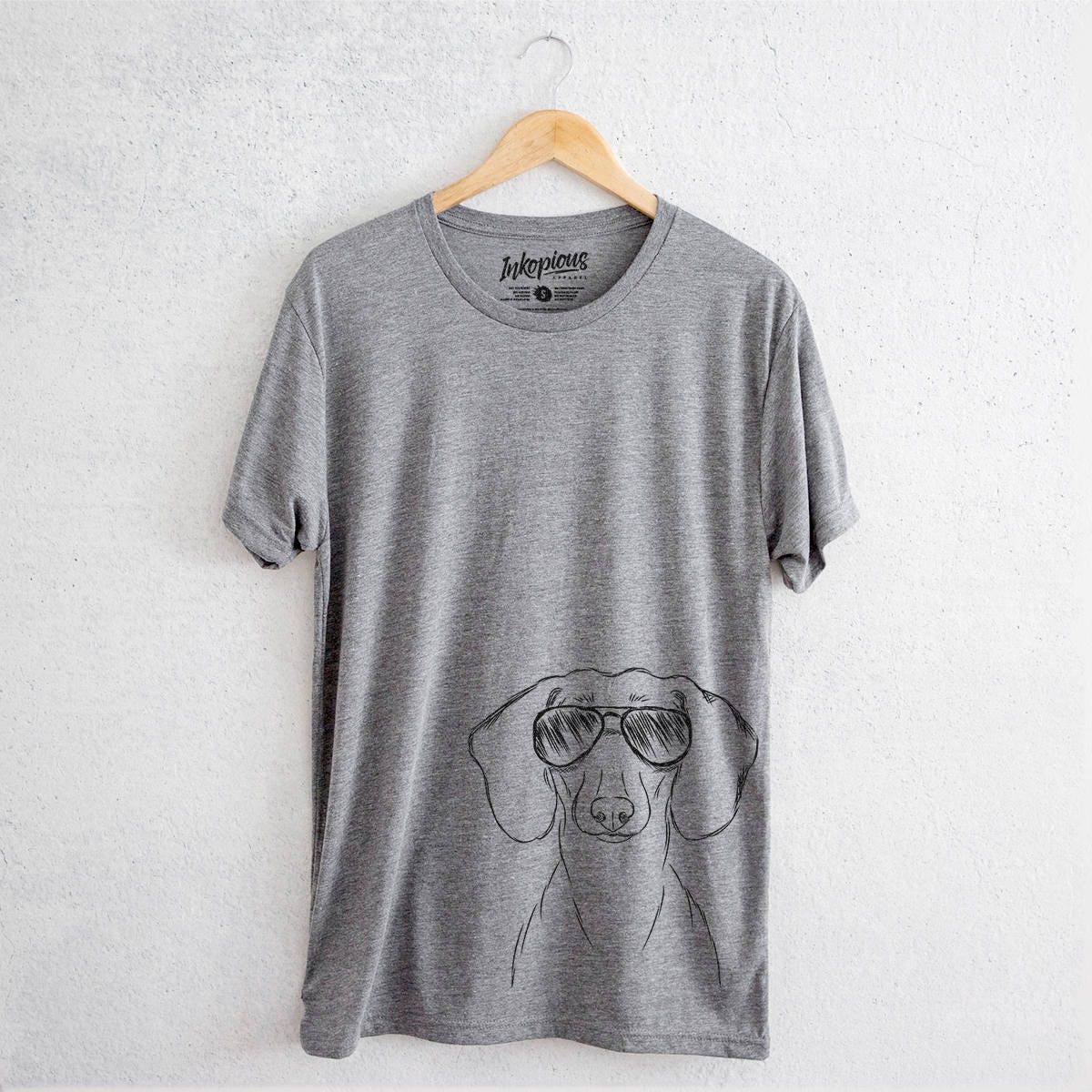 Hans The Dachshund - Tri-Blend Unisex Crew Grey Dog Lover Gift, Corgi Shirt, Lab Wiener