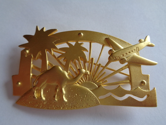 Vintage Signed Jj Goldtone Camel in Desert Scene Brooch/Pin