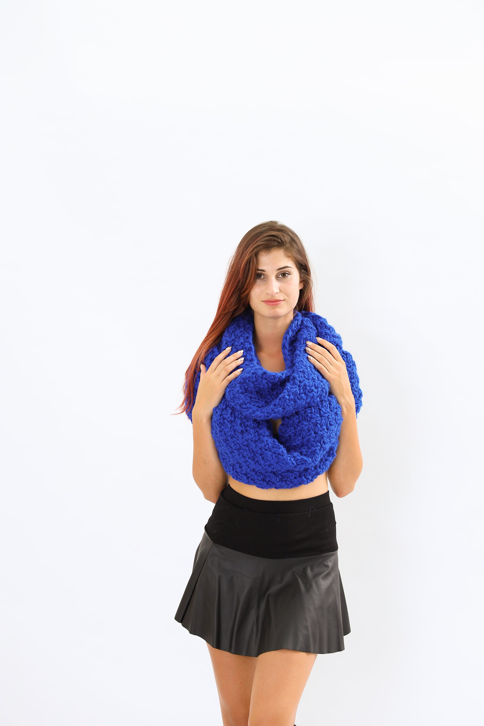 Amazing Royal Blue Knit Scarf , Knit Scarf, Chunky , Long Long , Women Gifts Idea , Christmas Gifts