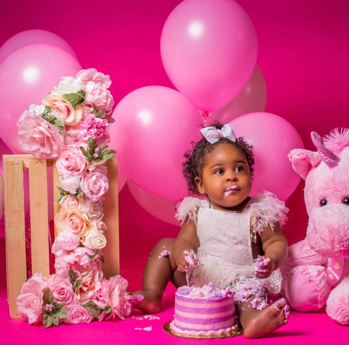 Girl Birthday Decorations 1st Decor 2nd Number Floral Photo Prop Cake Smash Outfit