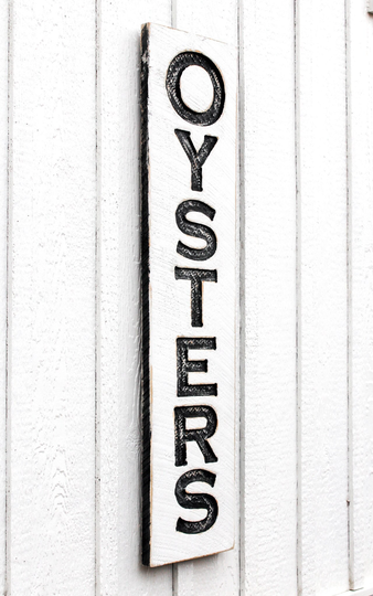 Oysters Sign Vertical - Carved in A Solid Wood Board Rustic Distressed Coastal Living Seafood Restaurant Beach House Kitchen Décor