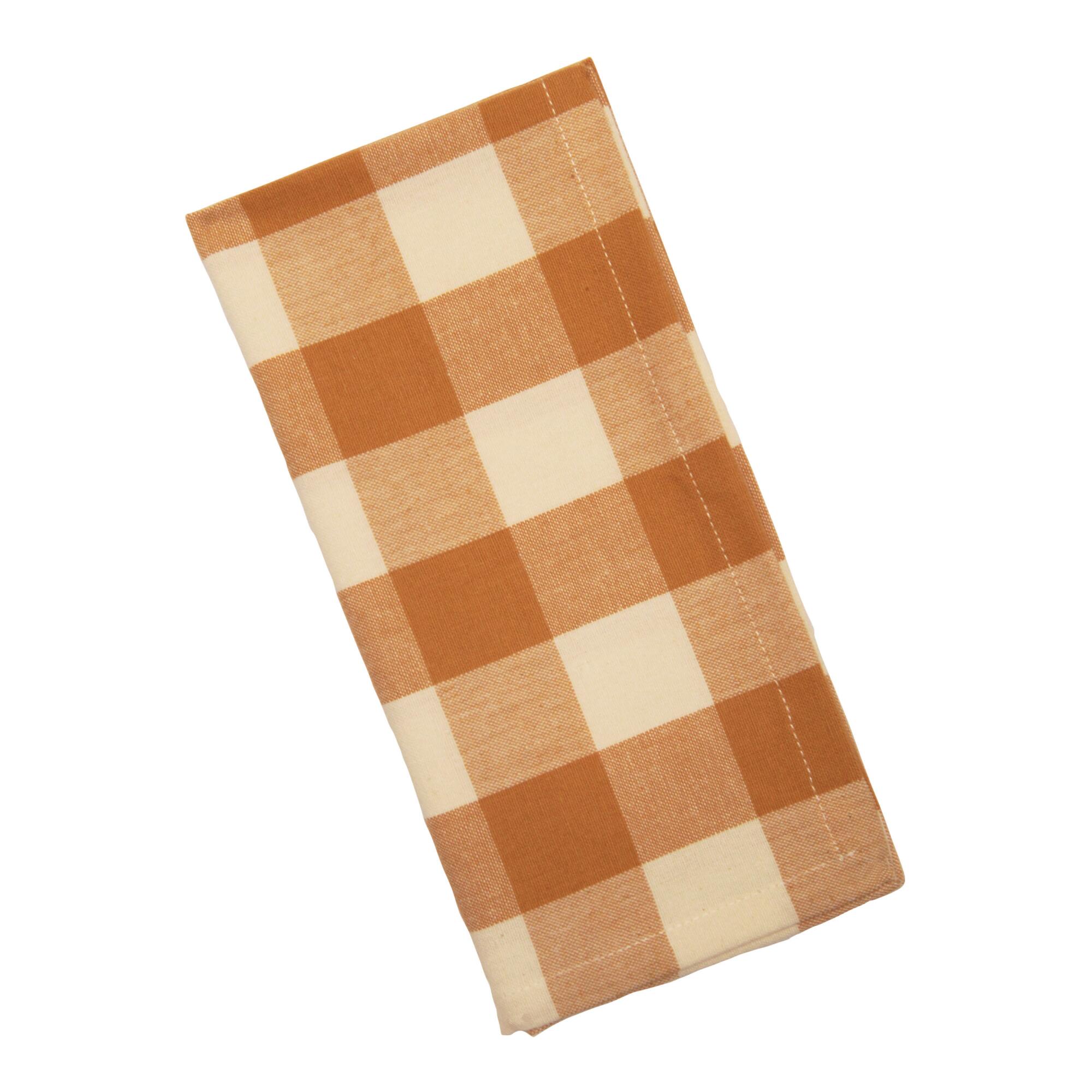 Gold and Ivory Buffalo Check Napkins Set of 4 - Cotton by World Market