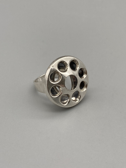 Vintage Erik Granit Rotary Phone Sterling Silver Modernist Ring Size 6.5, 1968, Finland