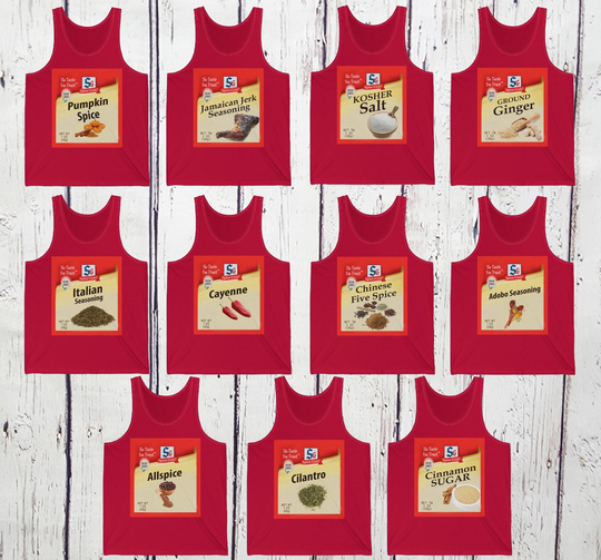 Spice Girls Group Tank Tops, Halloween Couple Costume, Costumes For Friends Family, Food Seasoning Tanks, Shirts Adult Women Teens
