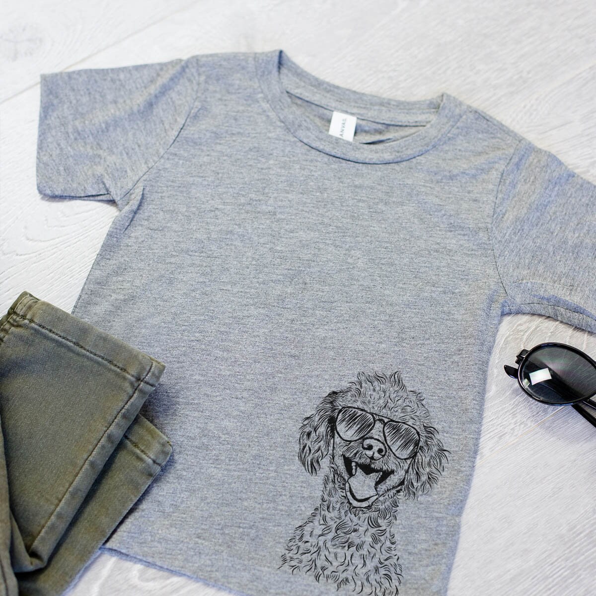 Rusty The Toy Poodle - Tri-Blend Shirt Kids Dog Tshirt Animal Glasses T