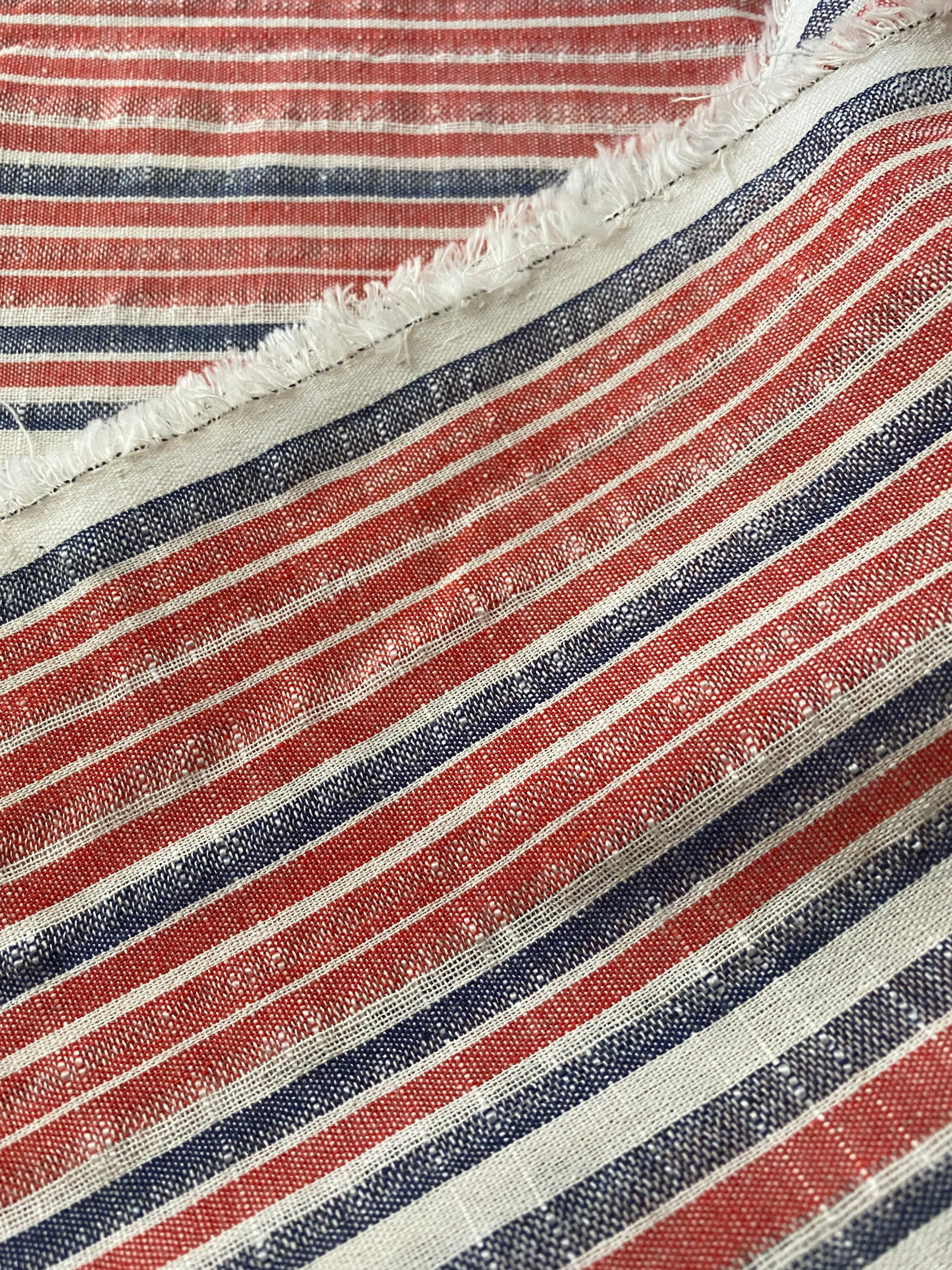 Multi Striped Linen Rayon Blend Fabric By The Yard /