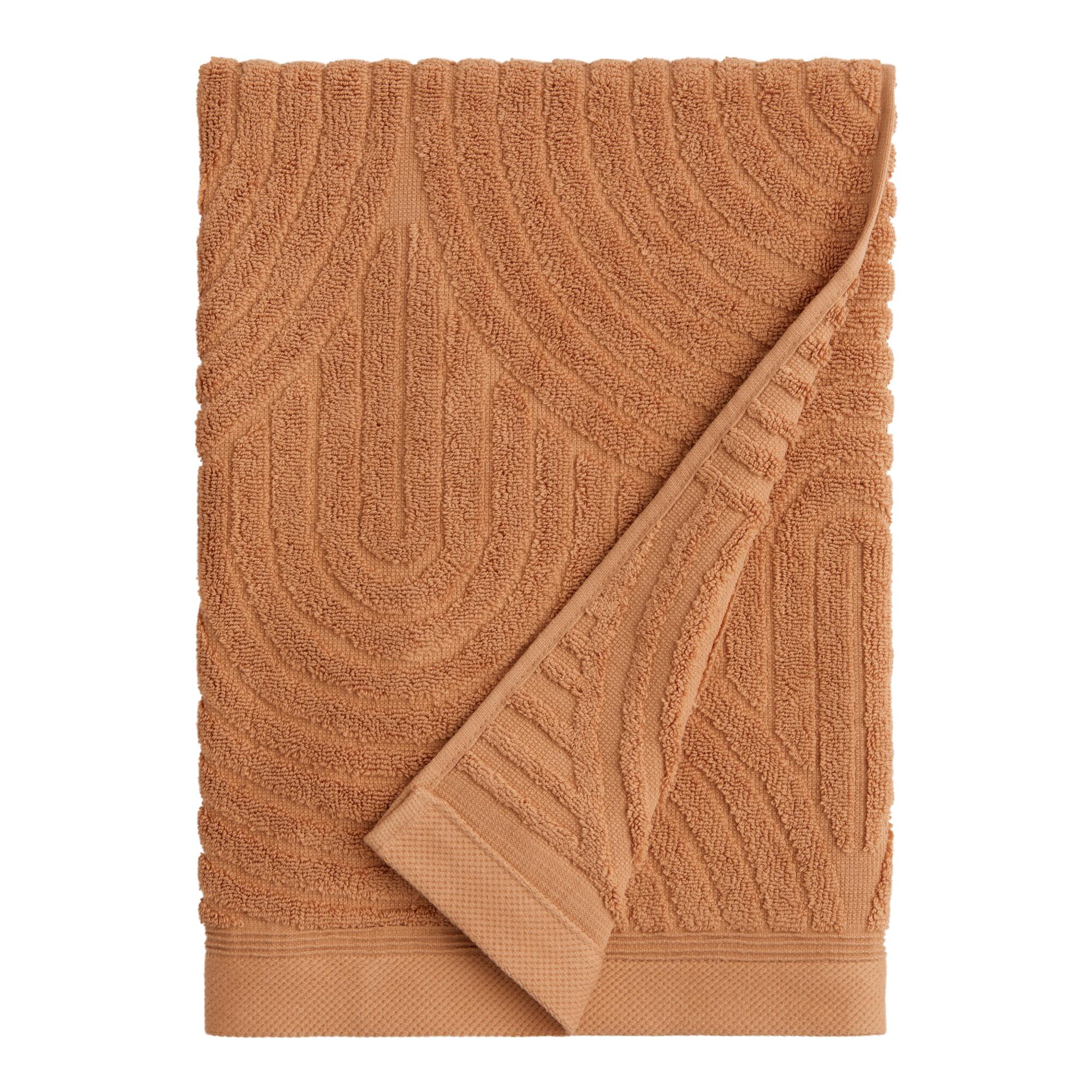 Hazel Brown Sculpted Arches Bath Towel - Cotton by World Market