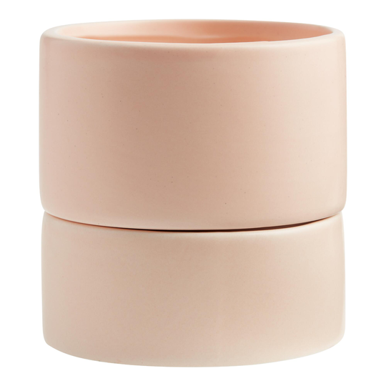 Matte Pink Ceramic Planter With Tray by World Market